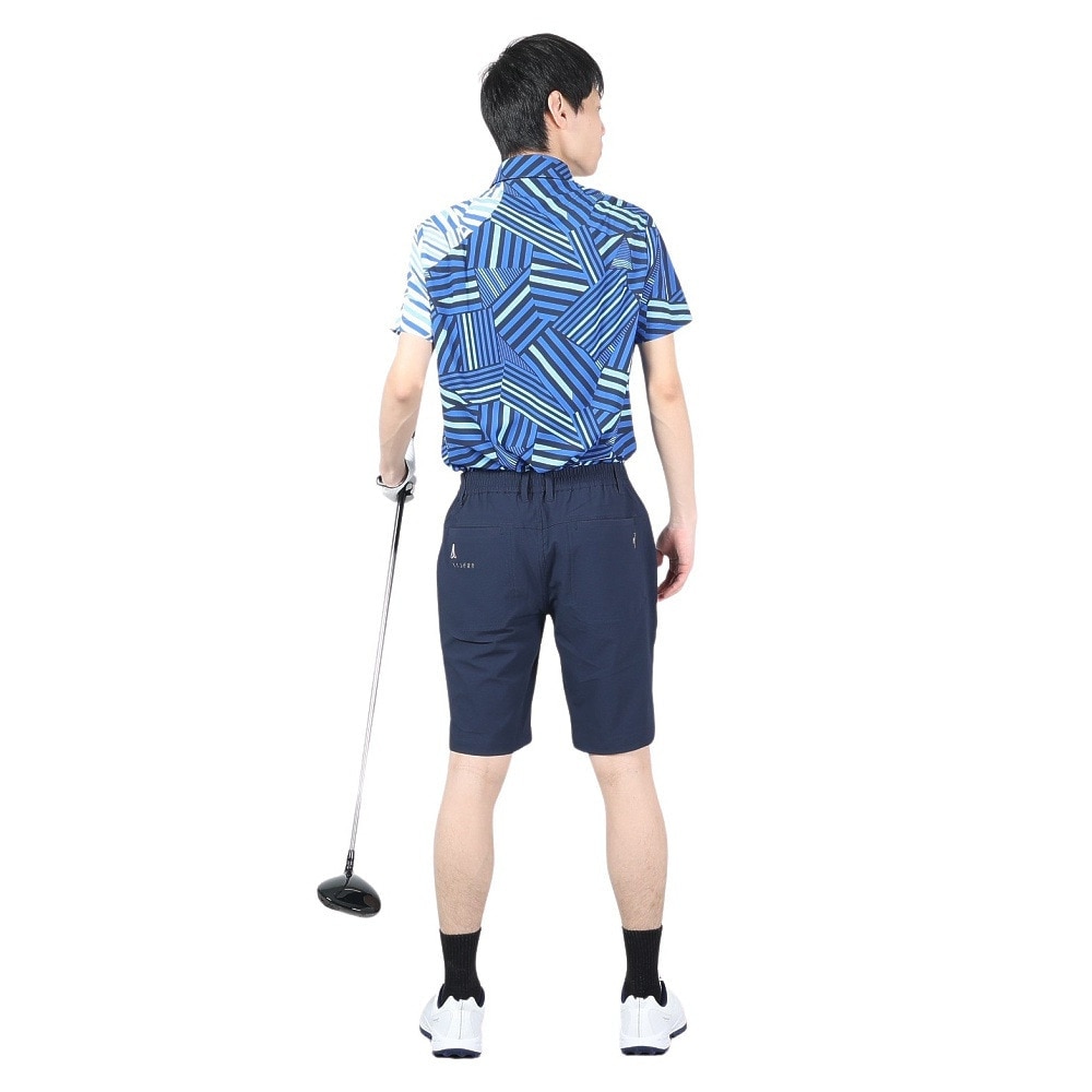 ルコックスポルティフ（lecoqsportif）（メンズ）ゴルフウェア 吸汗速乾 ストレッチフォーサー フレンチボーダー半袖シャツ QGMXJA12 BL00