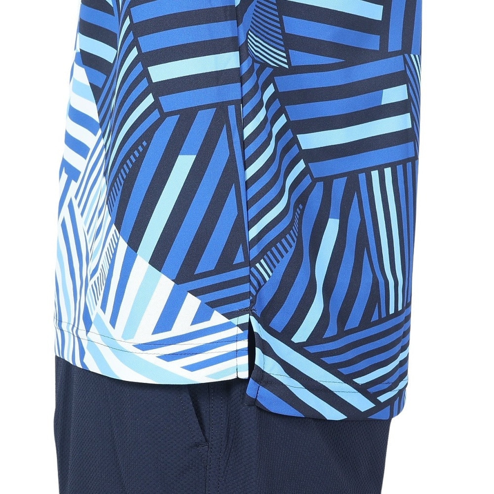 ルコックスポルティフ（lecoqsportif）（メンズ）ゴルフウェア 吸汗速乾 ストレッチフォーサー フレンチボーダー半袖シャツ QGMXJA12 BL00