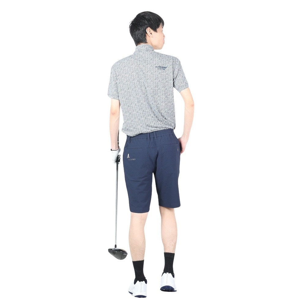 ルコックスポルティフ（lecoqsportif）（メンズ）ゴルフウェア 吸汗速乾 ストレッチフォーサー フレンチボーダー総柄半袖シャツ QGMXJA18 NV00