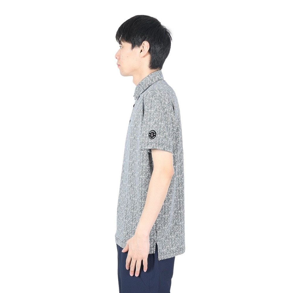 ルコックスポルティフ（lecoqsportif）（メンズ）ゴルフウェア 吸汗速乾 ストレッチフォーサー フレンチボーダー総柄半袖シャツ QGMXJA18 NV00