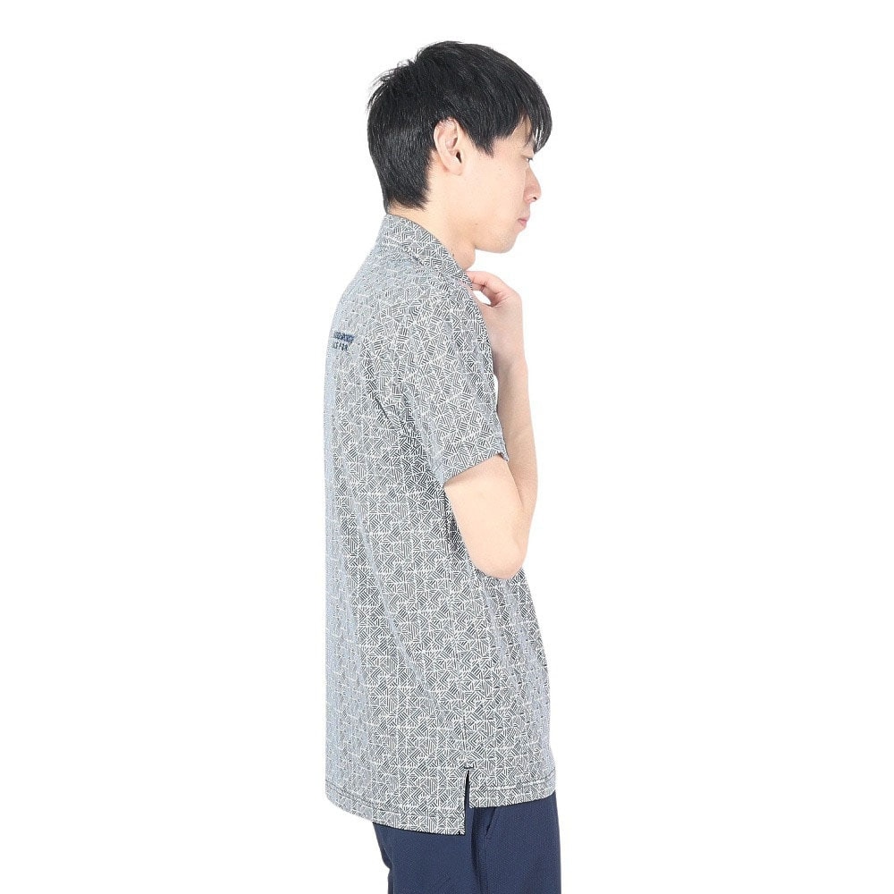 ルコックスポルティフ（lecoqsportif）（メンズ）ゴルフウェア 吸汗速乾 ストレッチフォーサー フレンチボーダー総柄半袖シャツ QGMXJA18 NV00