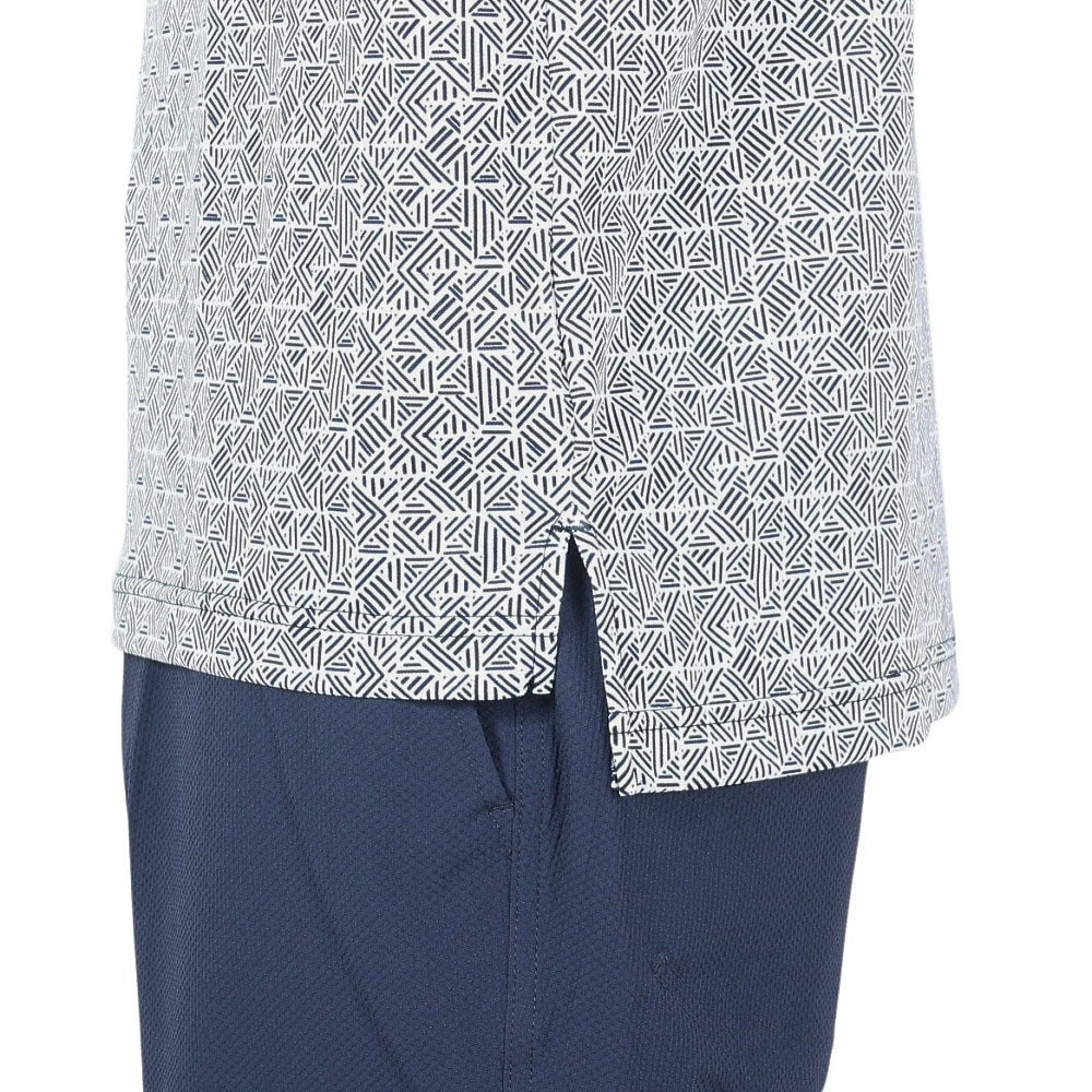 ルコックスポルティフ（lecoqsportif）（メンズ）ゴルフウェア 吸汗速乾 ストレッチフォーサー フレンチボーダー総柄半袖シャツ QGMXJA18 NV00