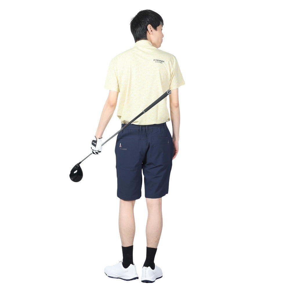 ルコックスポルティフ（lecoqsportif）（メンズ）ゴルフウェア 吸汗速乾 ストレッチフォーサー フレンチボーダー総柄半袖シャツ QGMXJA18 YL00