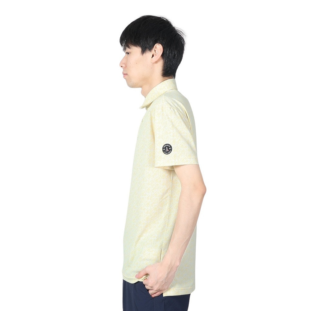 ルコックスポルティフ（lecoqsportif）（メンズ）ゴルフウェア 吸汗速乾 ストレッチフォーサー フレンチボーダー総柄半袖シャツ QGMXJA18 YL00