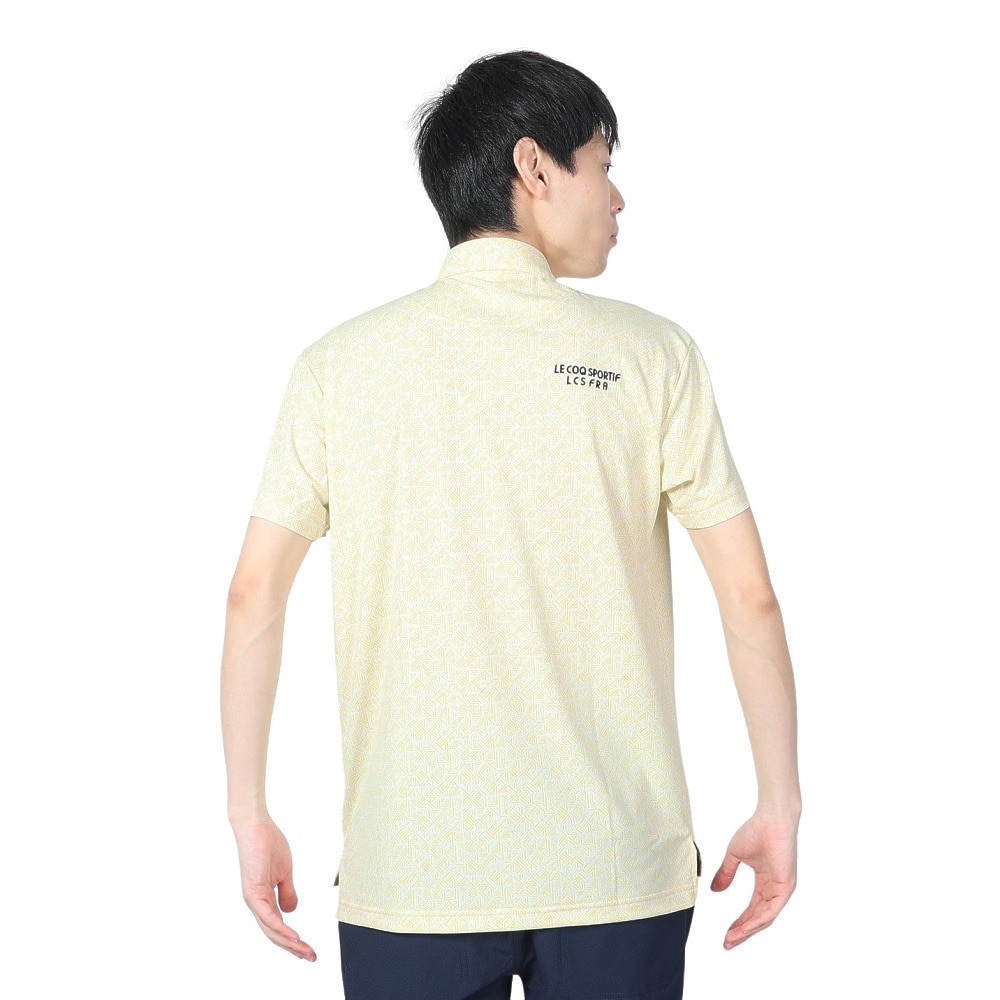 ルコックスポルティフ（lecoqsportif）（メンズ）ゴルフウェア 吸汗速乾 ストレッチフォーサー フレンチボーダー総柄半袖シャツ QGMXJA18 YL00