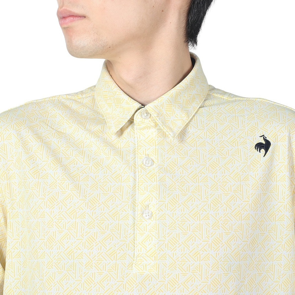 ルコックスポルティフ（lecoqsportif）（メンズ）ゴルフウェア 吸汗速乾 ストレッチフォーサー フレンチボーダー総柄半袖シャツ QGMXJA18 YL00