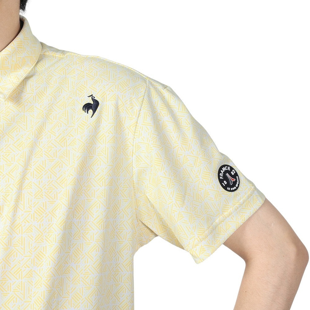 ルコックスポルティフ（lecoqsportif）（メンズ）ゴルフウェア 吸汗速乾 ストレッチフォーサー フレンチボーダー総柄半袖シャツ QGMXJA18 YL00