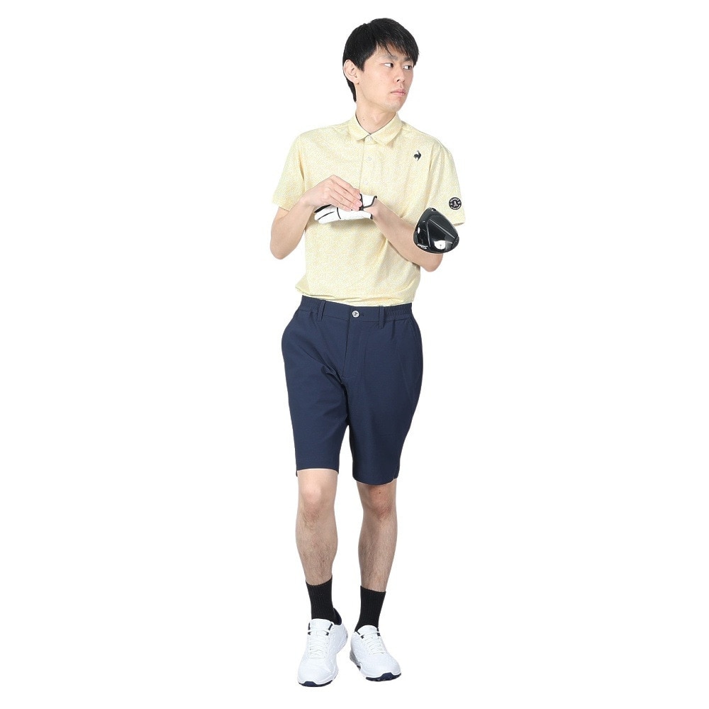 ルコックスポルティフ（lecoqsportif）（メンズ）ゴルフウェア 吸汗速乾 ストレッチフォーサー フレンチボーダー総柄半袖シャツ QGMXJA18 YL00