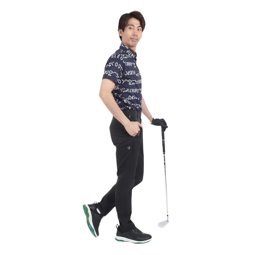 ルコックスポルティフ（lecoqsportif）（メンズ）ゴルフウェア 吸汗速乾 高通気プリント半袖シャツ QGMXJA52 NV00