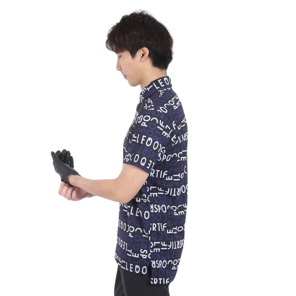 ルコックスポルティフ（lecoqsportif）（メンズ）ゴルフウェア 吸汗速乾 高通気プリント半袖シャツ QGMXJA52 NV00