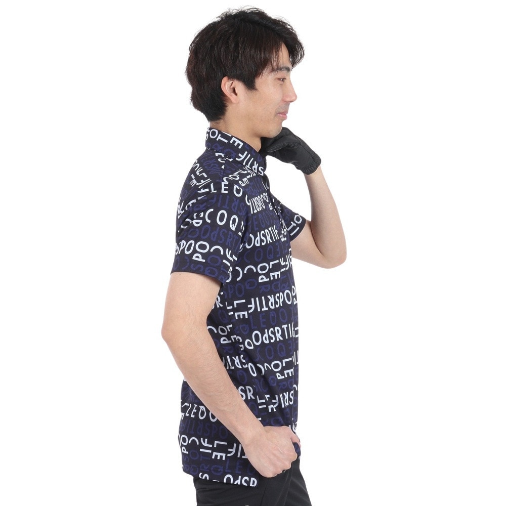 ルコックスポルティフ（lecoqsportif）（メンズ）ゴルフウェア 吸汗速乾 高通気プリント半袖シャツ QGMXJA52 NV00