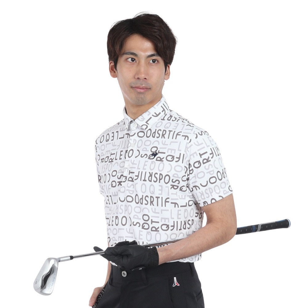 ルコックスポルティフ（lecoqsportif）（メンズ）ゴルフウェア 吸汗速乾 高通気プリント半袖シャツ QGMXJA52 WH00