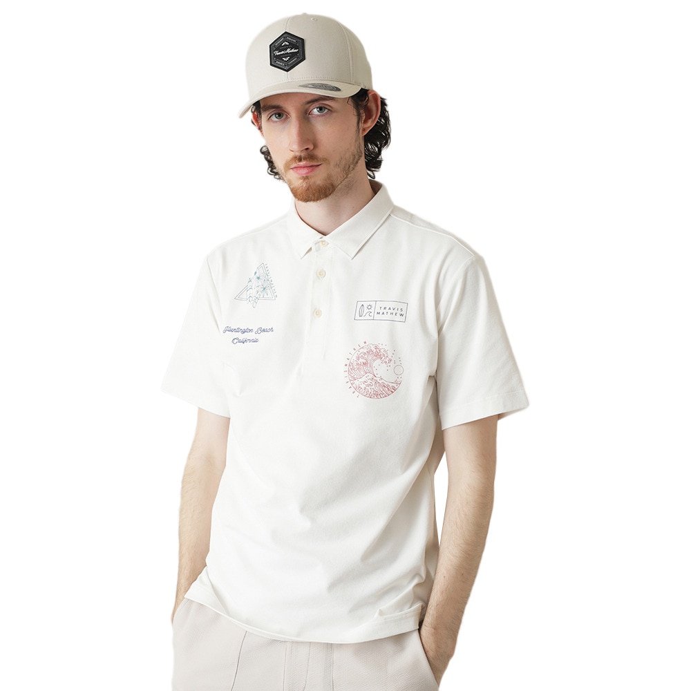 トラヴィスマシュー（Travis Mathew）（メンズ）ゴルフウェア 吸水速乾 スキャッタープリント 半袖ポロシャツ 7AL029-1WHT