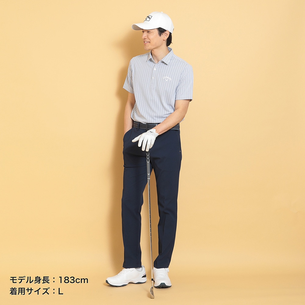 キャロウェイ（CALLAWAY）（メンズ）ゴルフウェア 半袖 ストライプジャカードシャツ C25134107-1110