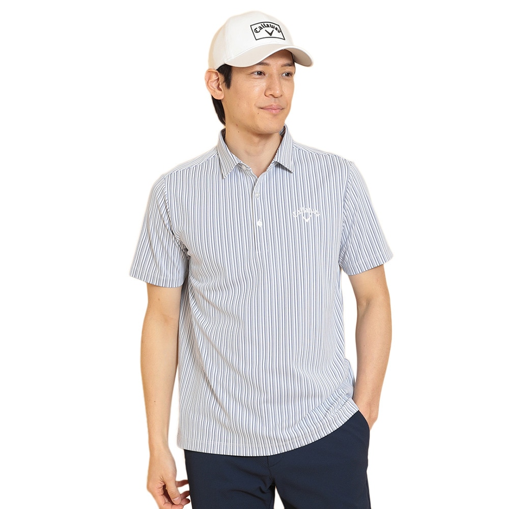 キャロウェイ（CALLAWAY）（メンズ）ゴルフウェア 半袖 ストライプジャカードシャツ C25134107-1110