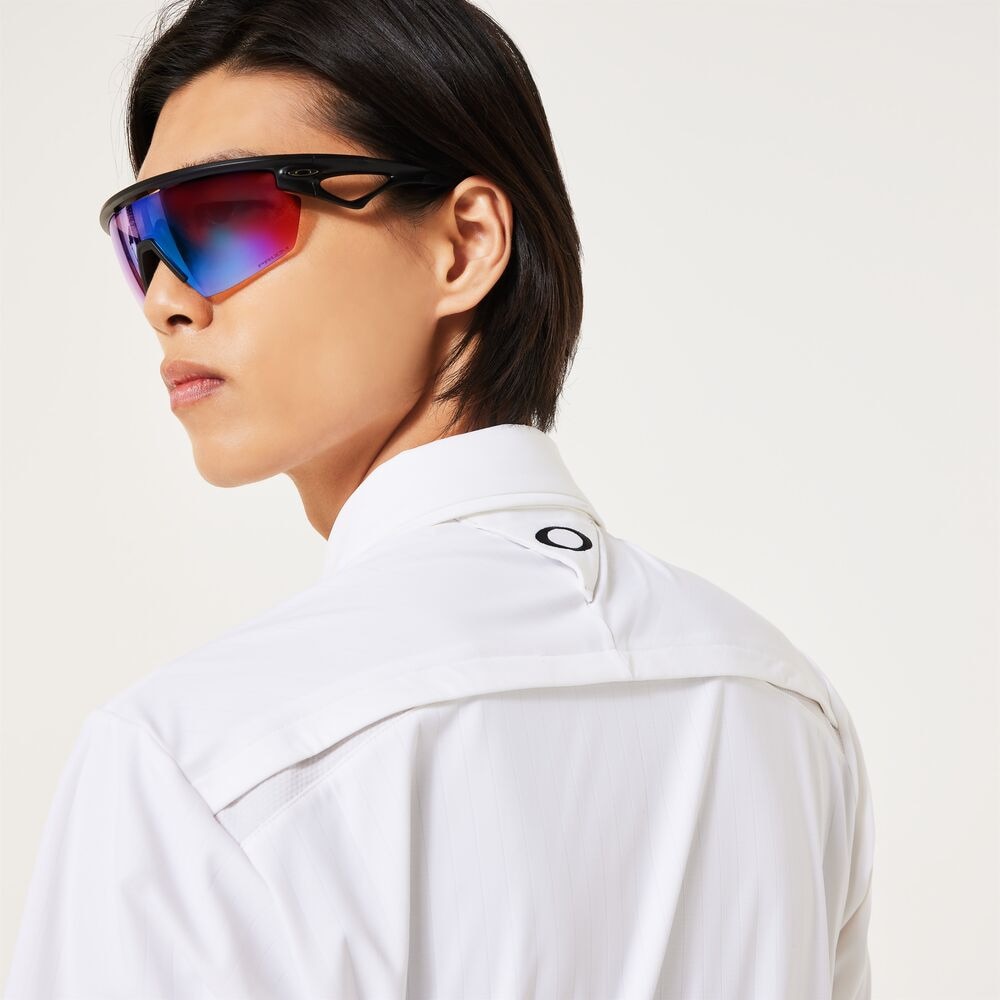 オークリー（OAKLEY）（メンズ）ゴルフウェア 吸汗速乾 接触冷感 SKULL SLEEK ストライプ半袖シャツ FOA407672-100