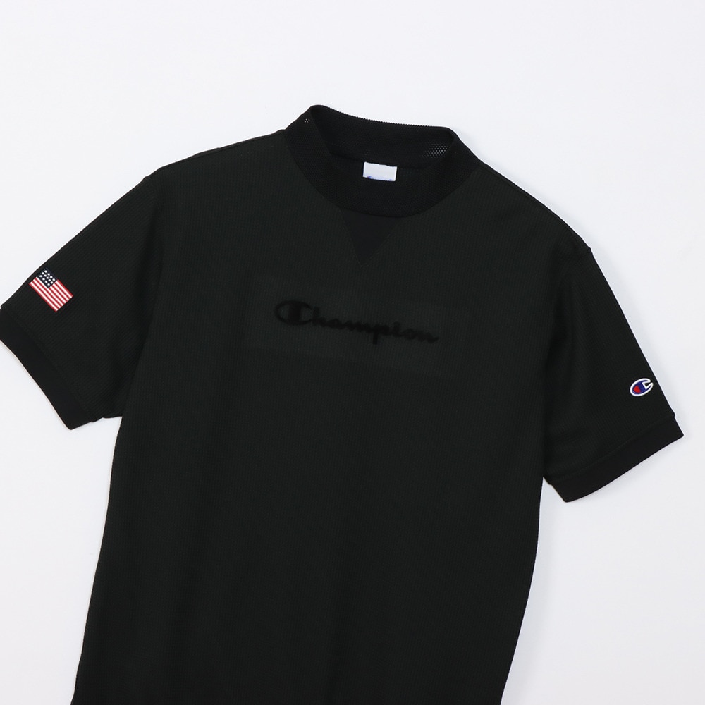 チャンピオン（CHAMPION）（メンズ）ゴルフウェア 速乾 遮熱 半袖モックネック スウェット C3-BG301 090