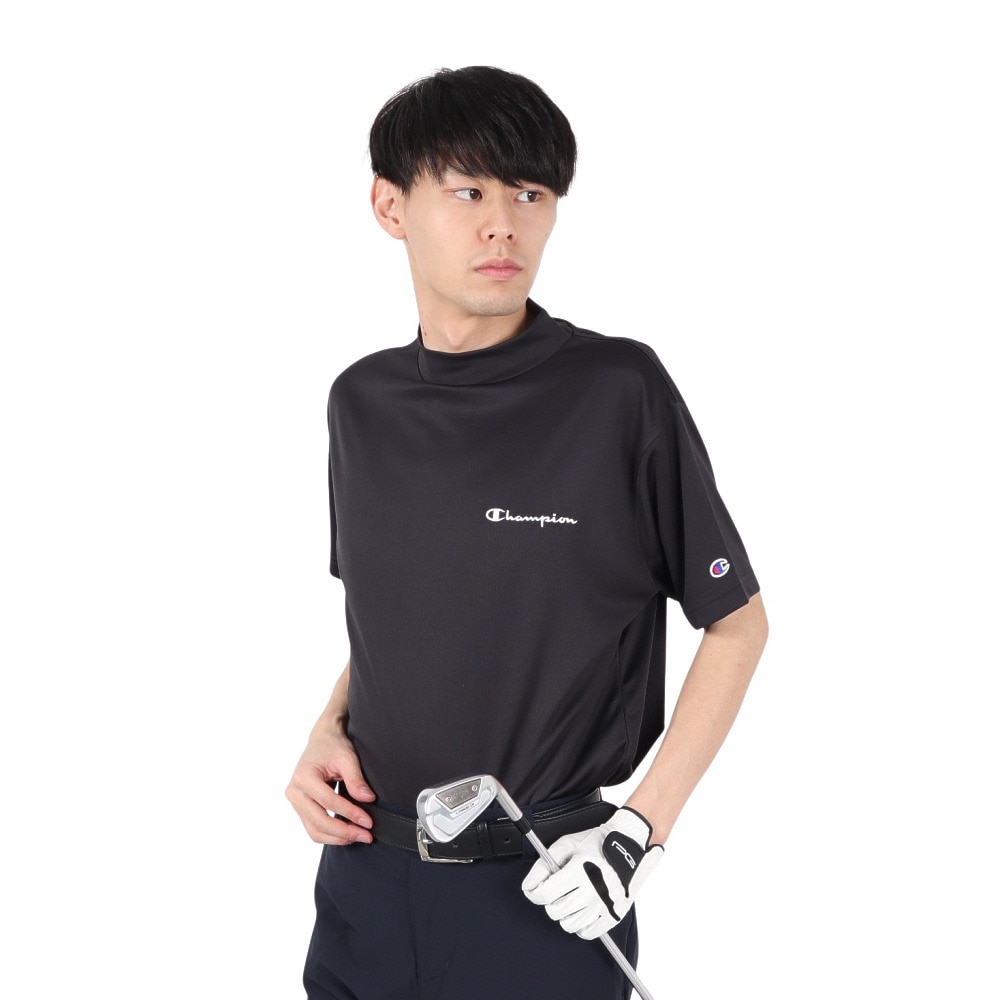 チャンピオン（CHAMPION）（メンズ）ゴルフウェア 速乾 半袖 モックネックシャツ C3-BG323 090