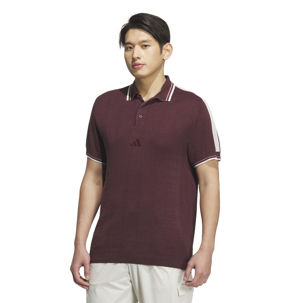 アディダス（adidas）（メンズ）ゴルフウェア ビヨンド ザ コース ルーズフィット ニット半袖ポロシャツ KUK52-JG1360RED
