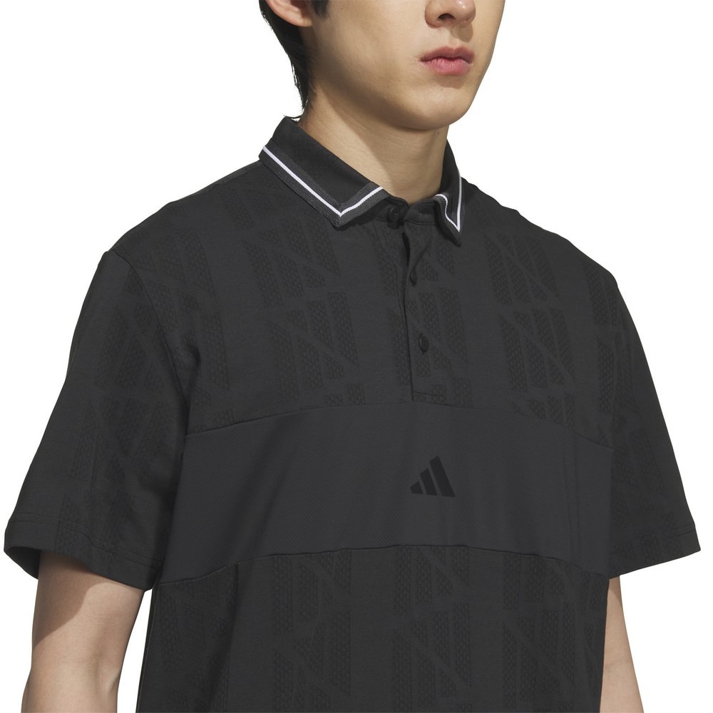 アディダス（adidas）（メンズ）ゴルフウェア BTC バッジ オブ スポーツ ジャカード ロゴ 半袖ポロシャツ KUK57-JG1358BLK