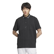 (メンズ)ゴルフウェア BTC バッジ オブ スポーツ ジャカード ロゴ 半袖ポロシャツ KUK57-JG1358BLK