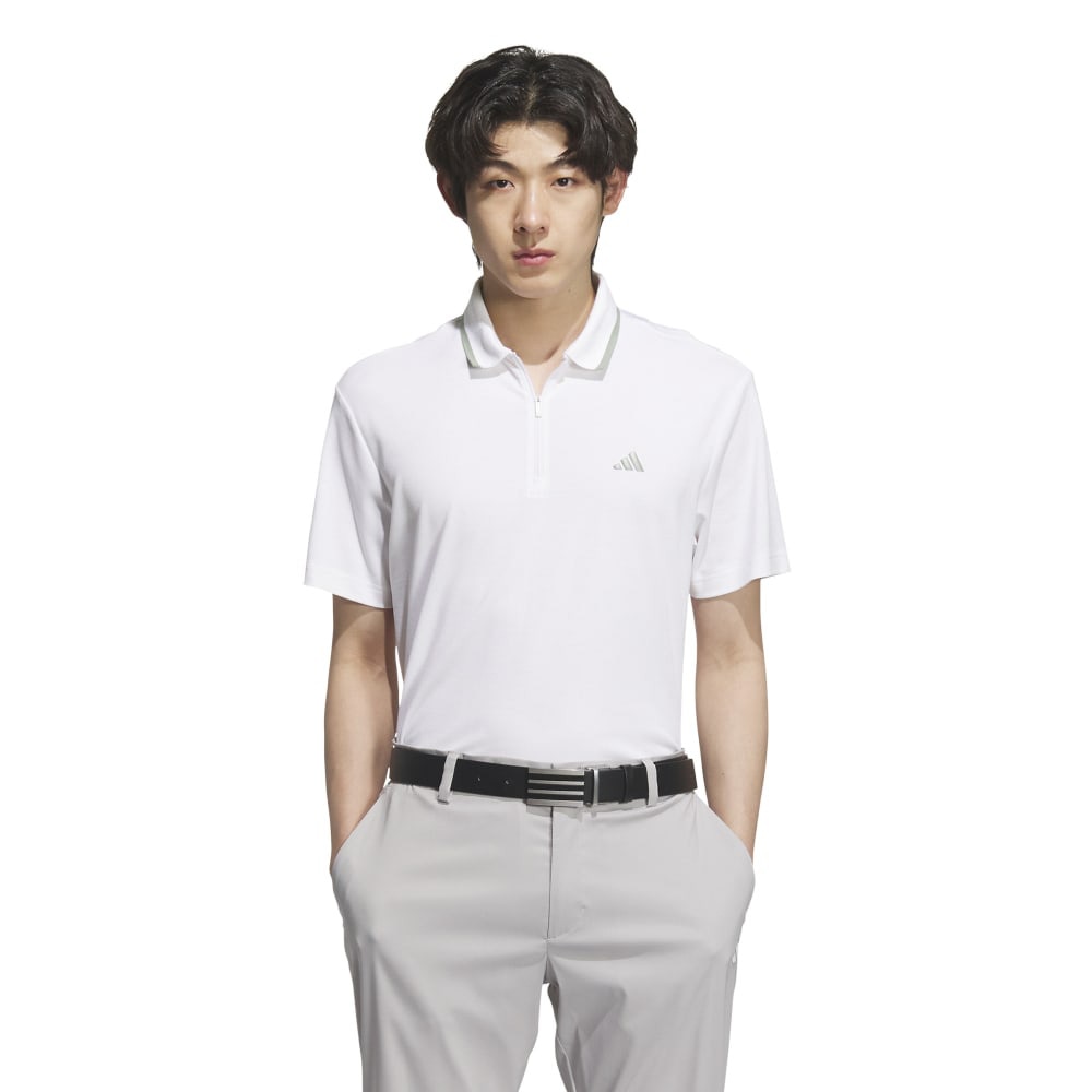 アディダス（adidas）（メンズ）ゴルフウェア アディゼロ ツイストニット 半袖 ジップポロシャツ KUK69-JE8326W