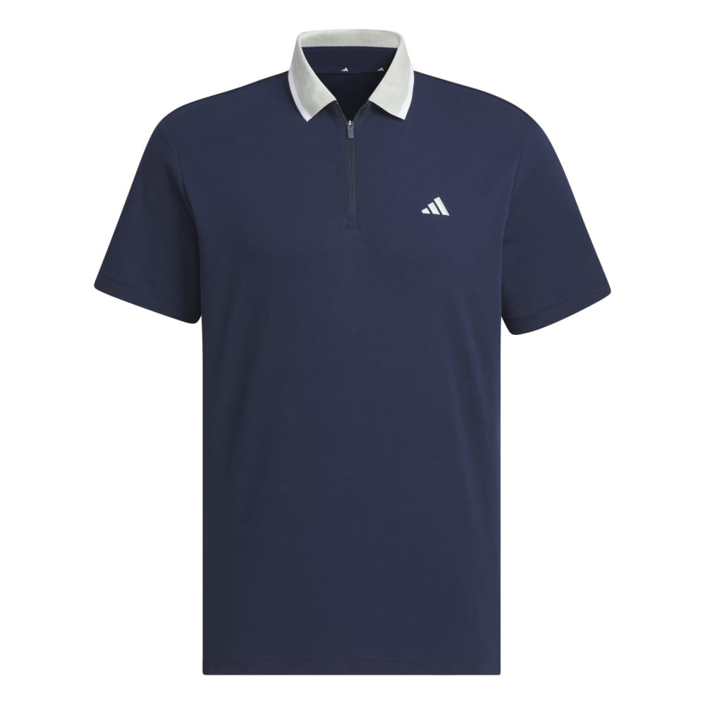 アディダス（adidas）（メンズ）ゴルフウェア アディゼロ ツイストニット 半袖ジップポロ KUK69-JG1321NVY