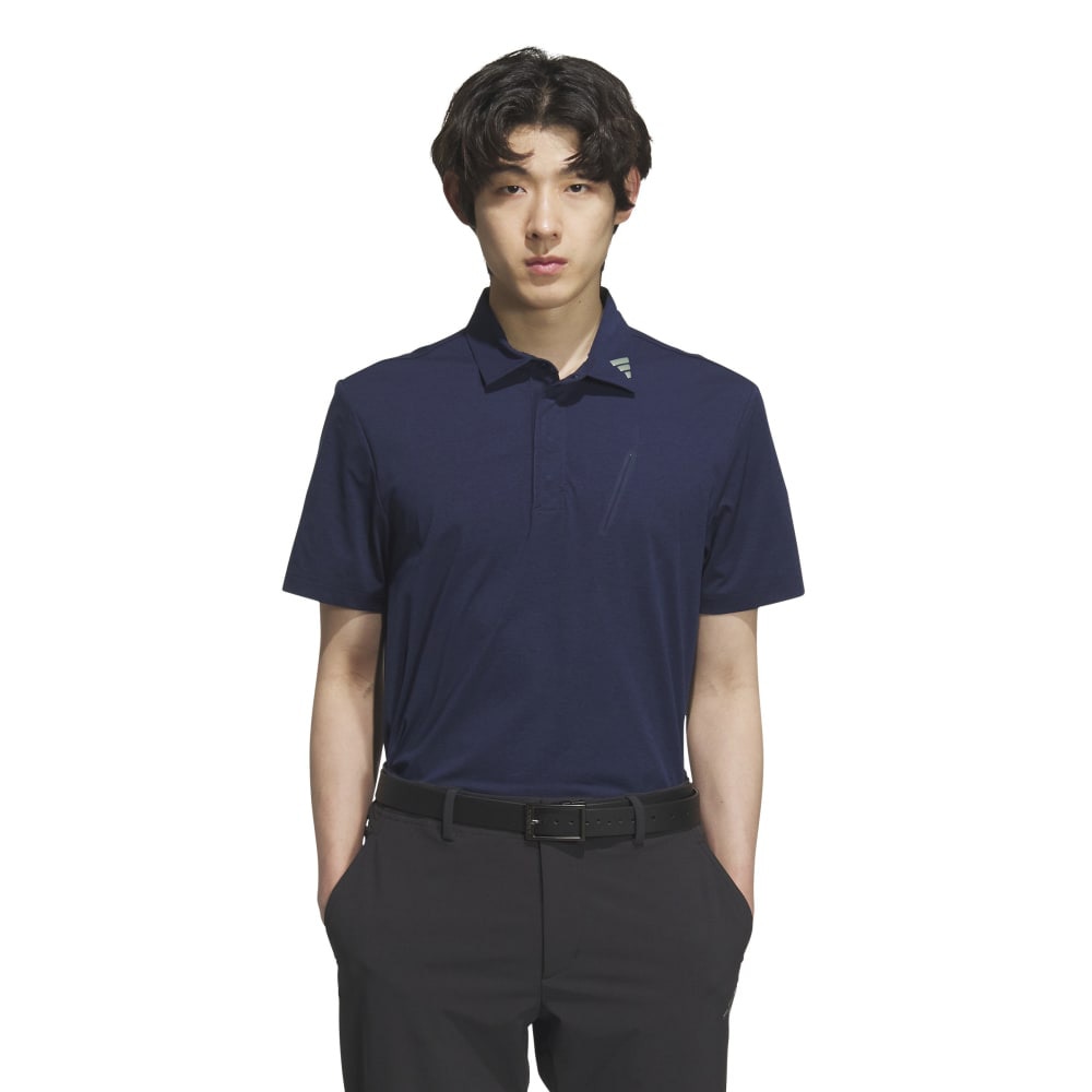 アディダス（adidas）（メンズ）ゴルフウェア 吸汗速乾 アディゼロ ツイストニット ベンチレーション 半袖シャツ KUK74-JG1319NVY