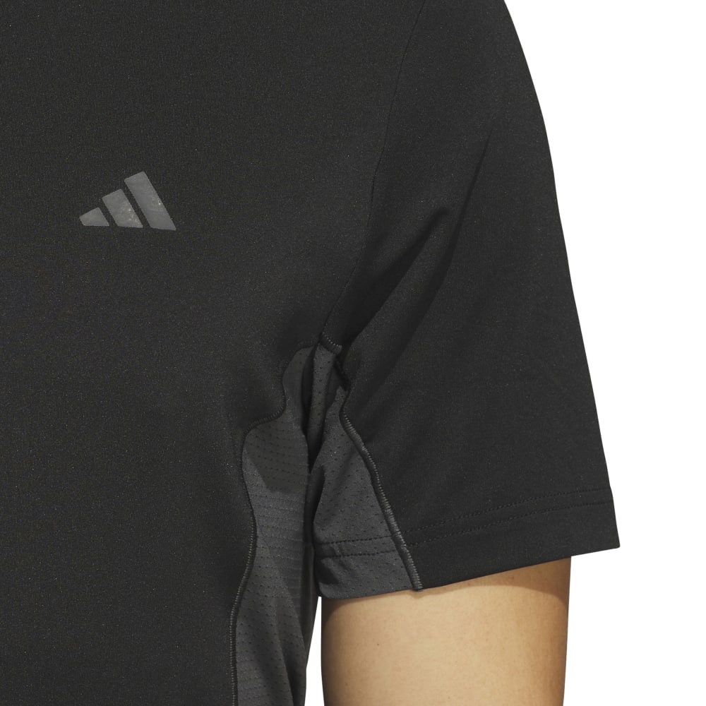 アディダス（adidas）（メンズ）ゴルフウェア 吸汗速乾 ファブリックミックス バックメッシュ 半袖シャツ KUH58-JF4886BLK