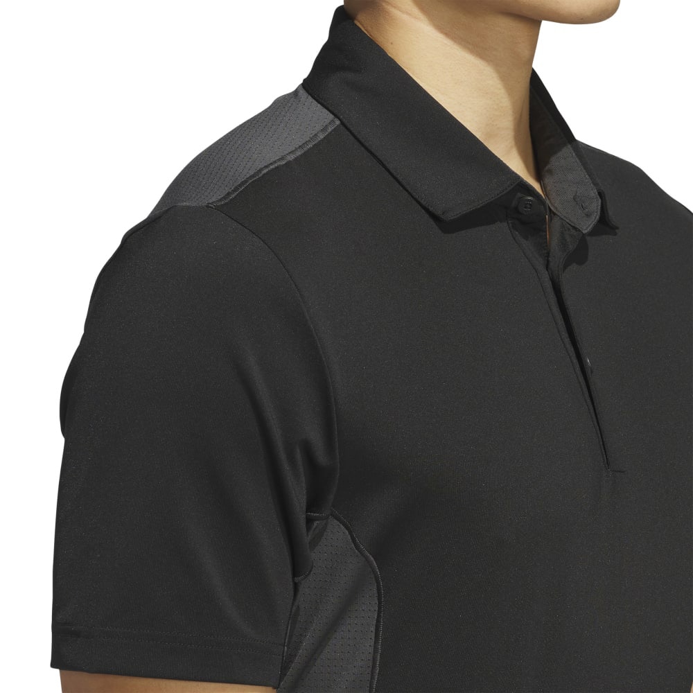アディダス（adidas）（メンズ）ゴルフウェア 吸汗速乾 ファブリックミックス バックメッシュ 半袖シャツ KUH58-JF4886BLK