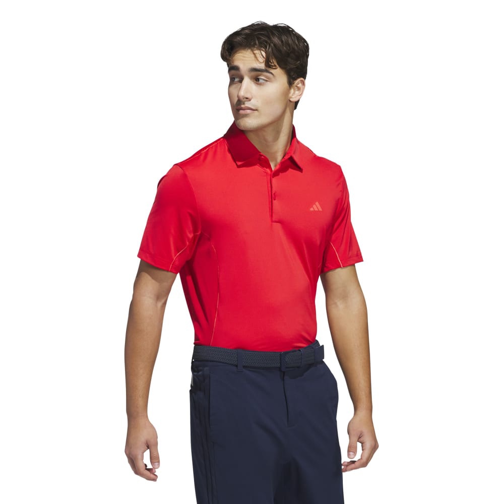アディダス（adidas）（メンズ）ゴルフウェア 吸汗速乾 ファブリックミックス バックメッシュ 半袖シャツ KUH58-JF4887RED