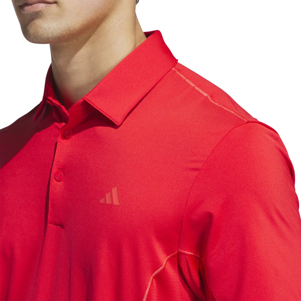 アディダス（adidas）（メンズ）ゴルフウェア 吸汗速乾 ファブリックミックス バックメッシュ 半袖シャツ KUH58-JF4887RED