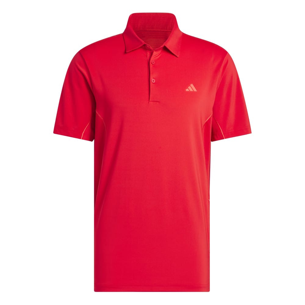 アディダス（adidas）（メンズ）ゴルフウェア 吸汗速乾 ファブリックミックス バックメッシュ 半袖シャツ KUH58-JF4887RED