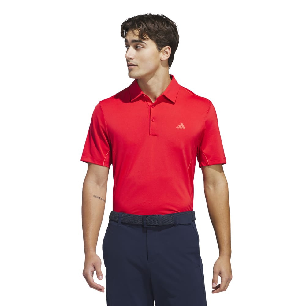 アディダス（adidas）（メンズ）ゴルフウェア 吸汗速乾 ファブリックミックス バックメッシュ 半袖シャツ KUH58-JF4887RED