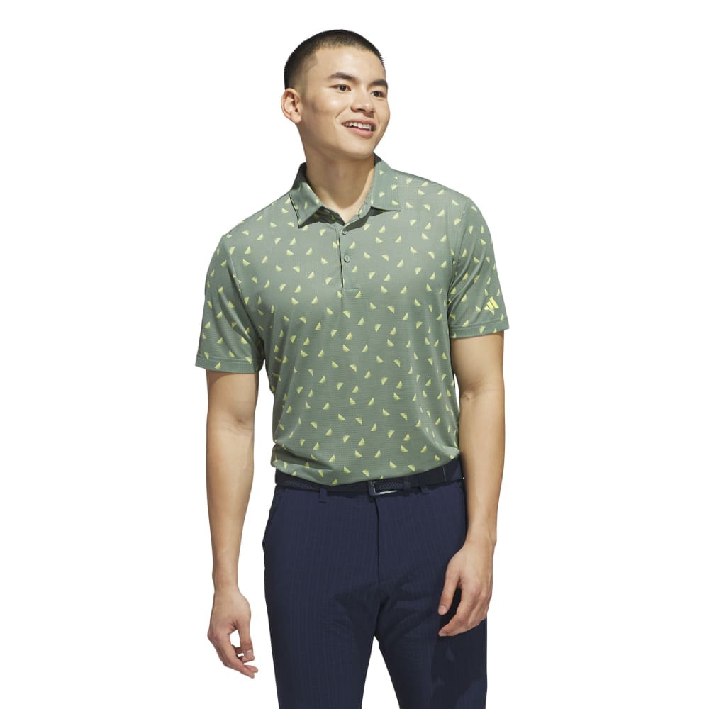 アディダス（adidas）（メンズ）ゴルフウェア メッシュ総柄 半袖シャツ KUH65-JI6445GRN