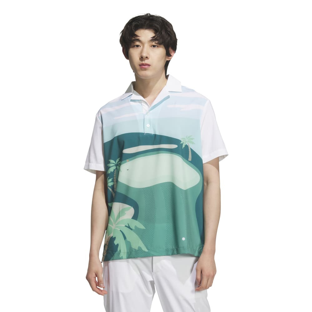 アディダス（adidas）（メンズ）ゴルフウェア オープンカラー グラフィック半袖シャツ KVH18-JE7136W