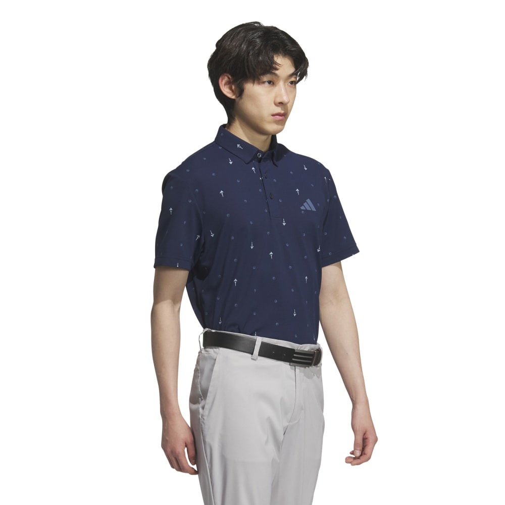 アディダス（adidas）（メンズ）ゴルフウェア 吸汗速乾 モノグラム 半袖 ポロシャツ KVH28-JF6300NVY