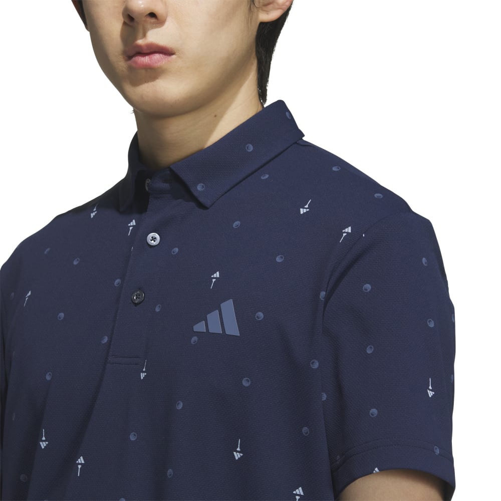 アディダス（adidas）（メンズ）ゴルフウェア 吸汗速乾 モノグラム 半袖 ポロシャツ KVH28-JF6300NVY