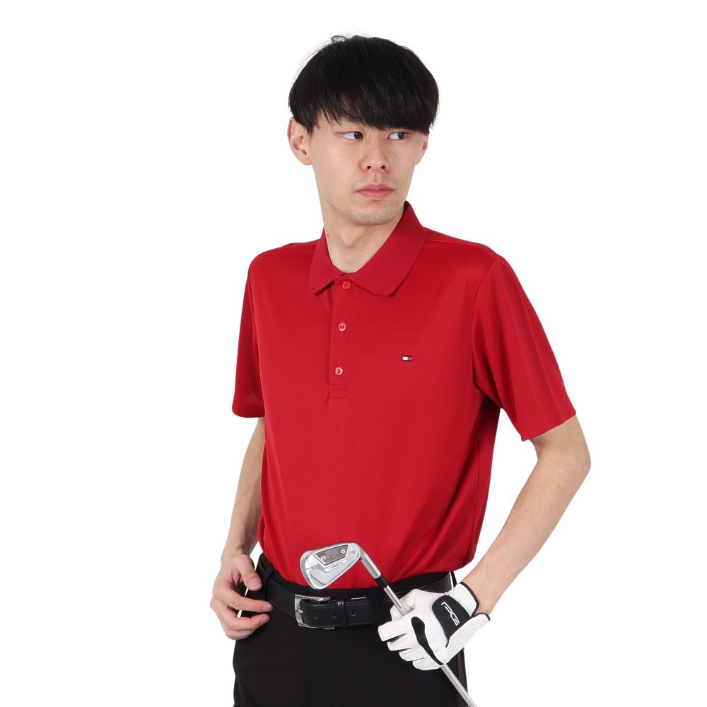 トミー ヒルフィガー ゴルフ（TOMMY HILFIGER GOLF）（メンズ）ゴルフウェア 吸水速乾 ベーシックフラッグ 半袖ポロシャツ THMA493-RED