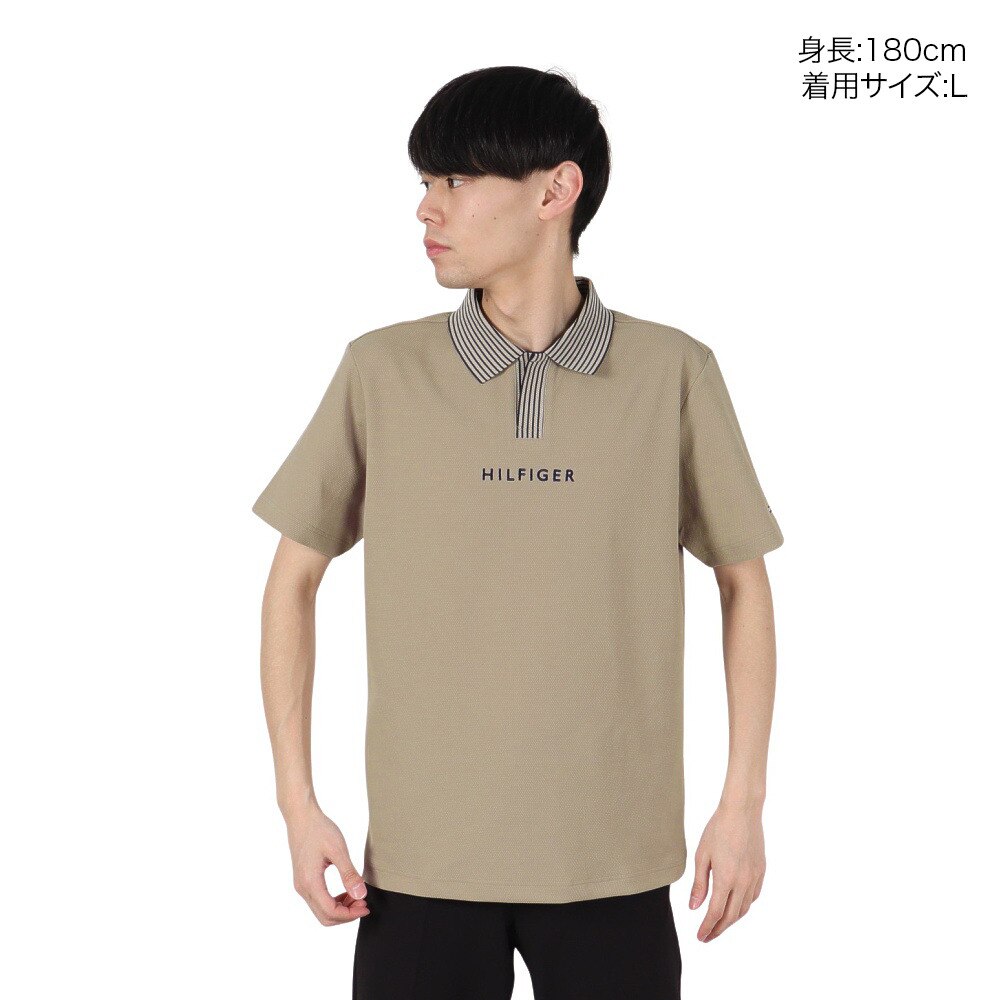 トミー ヒルフィガー ゴルフ（TOMMY HILFIGER GOLF）（メンズ）ゴルフウェア 吸水速乾 ビッグカノコ スキッパー半袖シャツ THMA502-SND