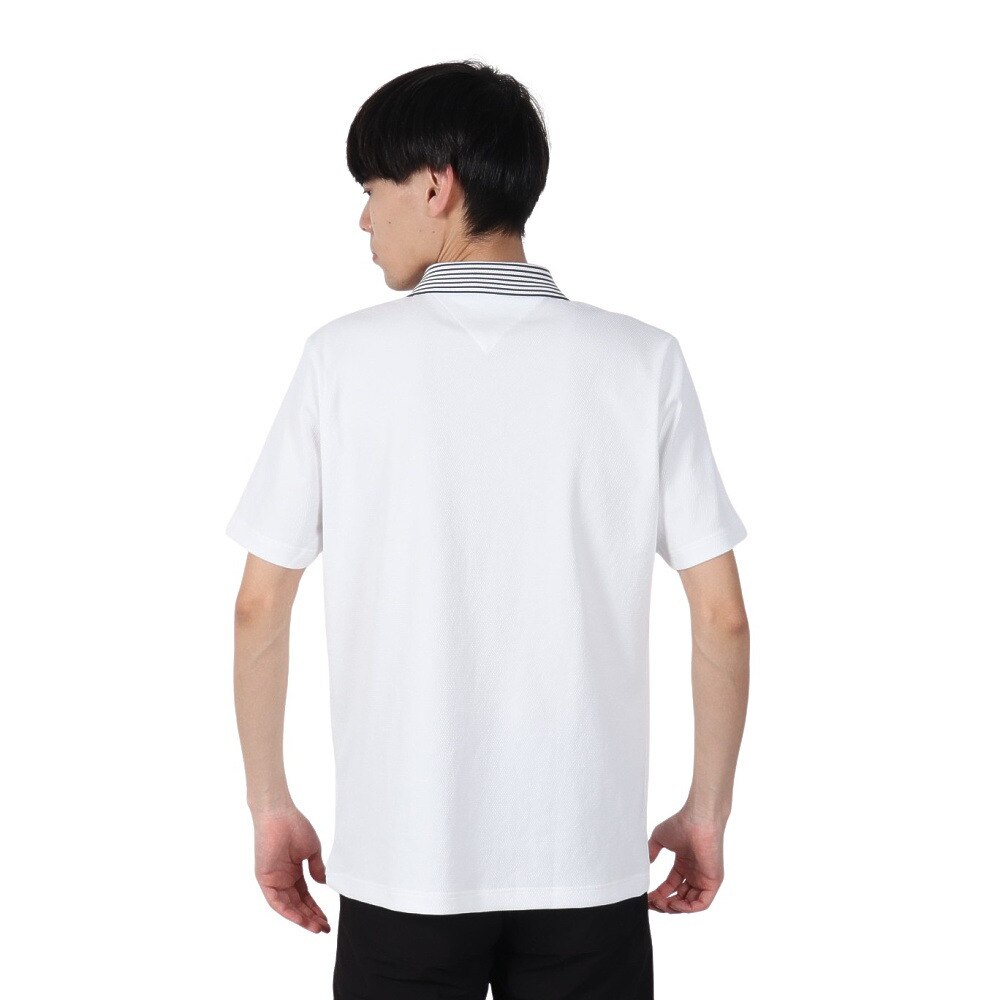 トミー ヒルフィガー ゴルフ（TOMMY HILFIGER GOLF）（メンズ）ゴルフウェア 吸水速乾 ビッグカノコ スキッパー半袖シャツ THMA502-WHT
