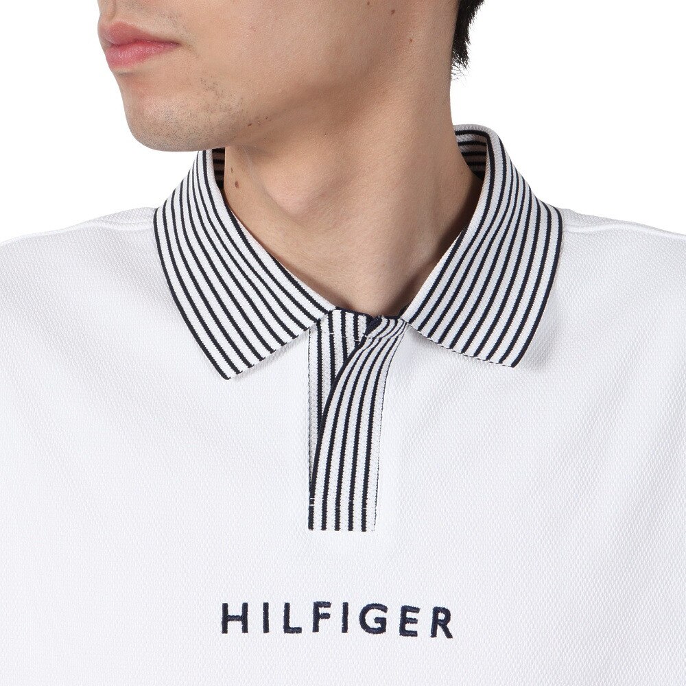 トミー ヒルフィガー ゴルフ（TOMMY HILFIGER GOLF）（メンズ）ゴルフウェア 吸水速乾 ビッグカノコ スキッパー半袖シャツ THMA502-WHT