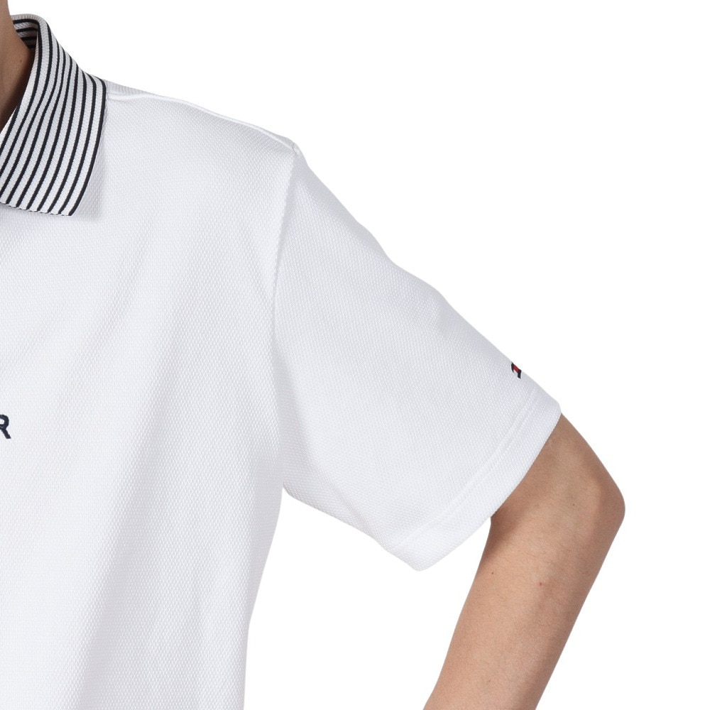 トミー ヒルフィガー ゴルフ（TOMMY HILFIGER GOLF）（メンズ）ゴルフウェア 吸水速乾 ビッグカノコ スキッパー半袖シャツ THMA502-WHT