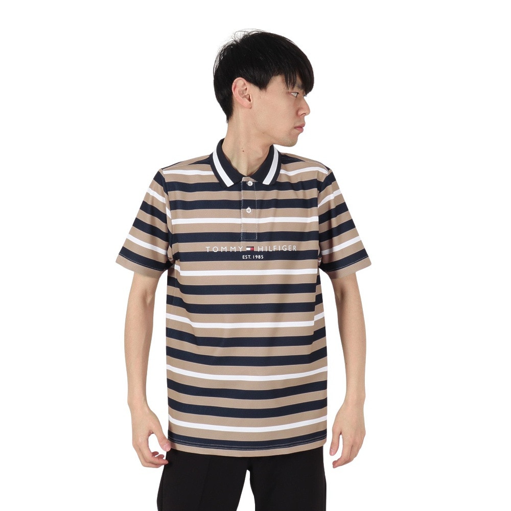 トミー ヒルフィガー ゴルフ（TOMMY HILFIGER GOLF）（メンズ）ゴルフウェア 吸水速乾 マルチボーダー 半袖ポロシャツ THMA506-SND
