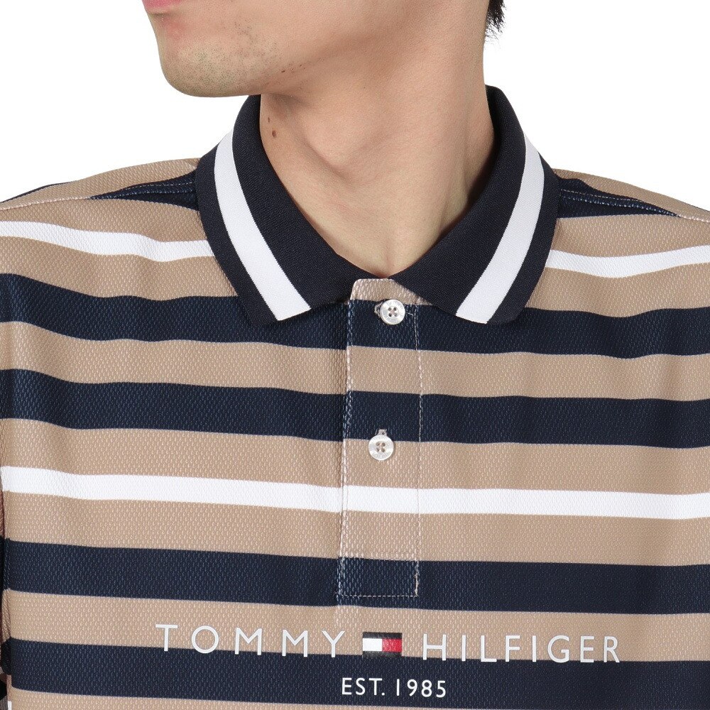 トミー ヒルフィガー ゴルフ（TOMMY HILFIGER GOLF）（メンズ）ゴルフウェア 吸水速乾 マルチボーダー 半袖ポロシャツ THMA506-SND