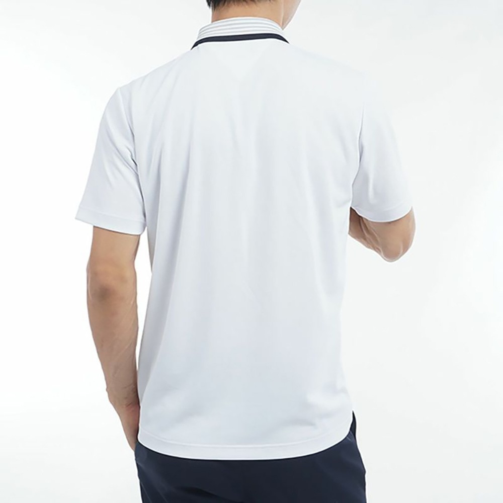 トミー ヒルフィガー ゴルフ（TOMMY HILFIGER GOLF）（メンズ）ゴルフウェア 吸水速乾 エッセンシャル ストライプ 半袖ポロシャツ THMA513-WHT