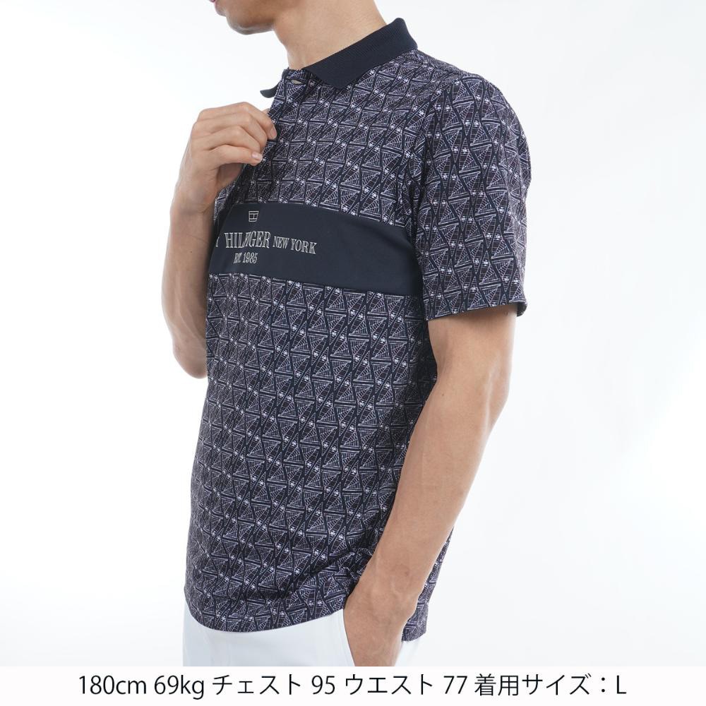 トミー ヒルフィガー ゴルフ（TOMMY HILFIGER GOLF）（メンズ）ゴルフウェア UVカット ヨットプリント 半袖ポロシャツ THMA519-NVY