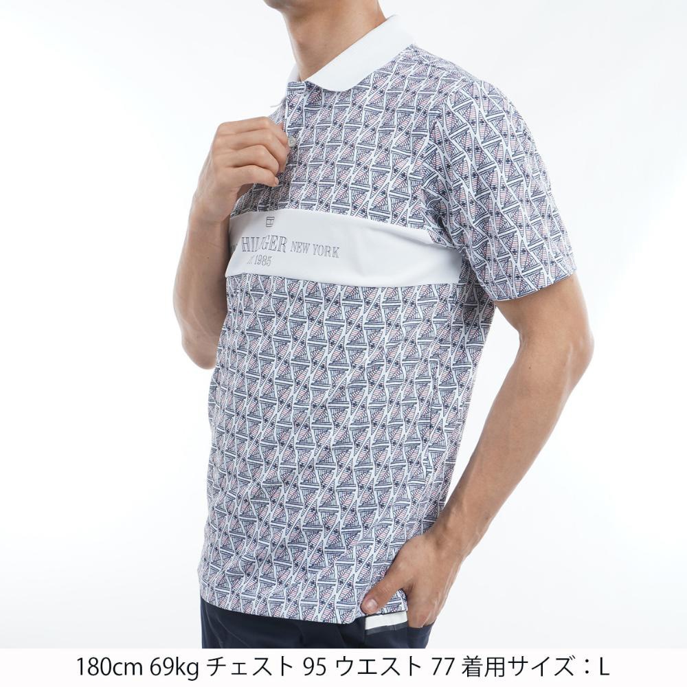 トミー ヒルフィガー ゴルフ（TOMMY HILFIGER GOLF）（メンズ）ゴルフウェア UVカット ヨットプリント 半袖ポロシャツ THMA519-WHT