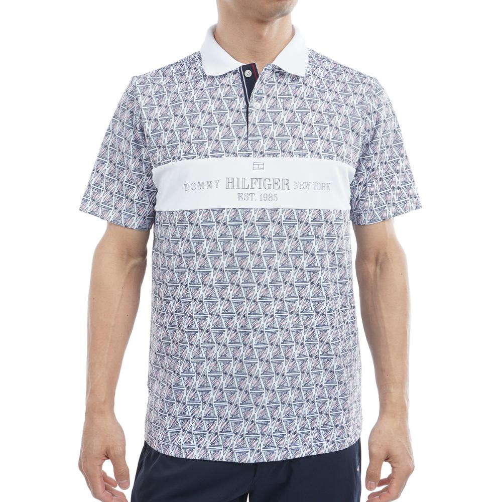 トミー ヒルフィガー ゴルフ（TOMMY HILFIGER GOLF）（メンズ）ゴルフウェア UVカット ヨットプリント 半袖ポロシャツ THMA519-WHT