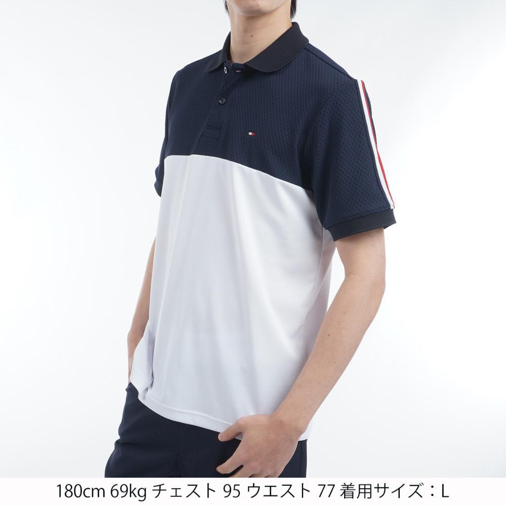 トミー ヒルフィガー ゴルフ（TOMMY HILFIGER GOLF）（メンズ）ゴルフウェア 吸水速乾 カラーブロック 半袖ポロシャツ THMA528-NVY